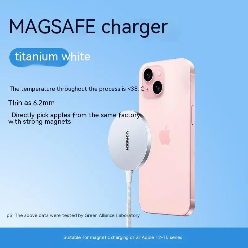 CD245 magnetic wireless charger in star silver with woven fabric surface on a desk
