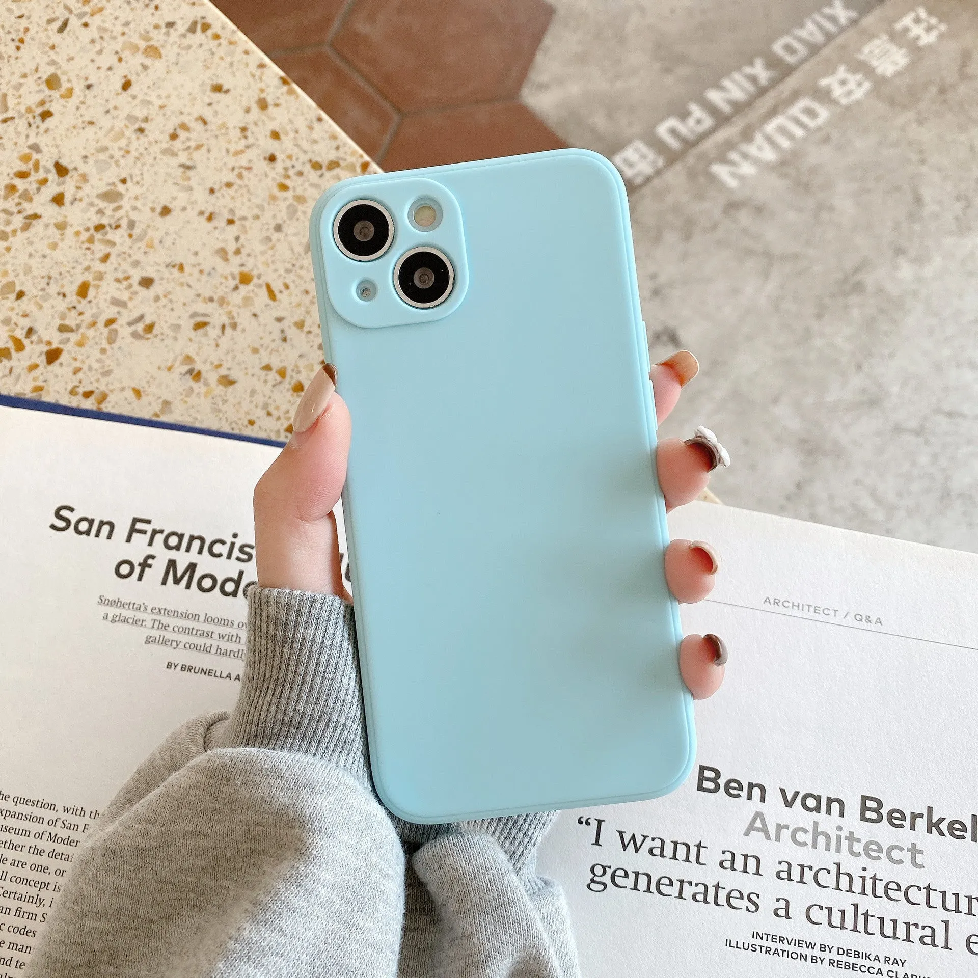 Solid colour straight edge TPU liquid silicone back cover phone case for Apple iPhone 14 Pro Max in black