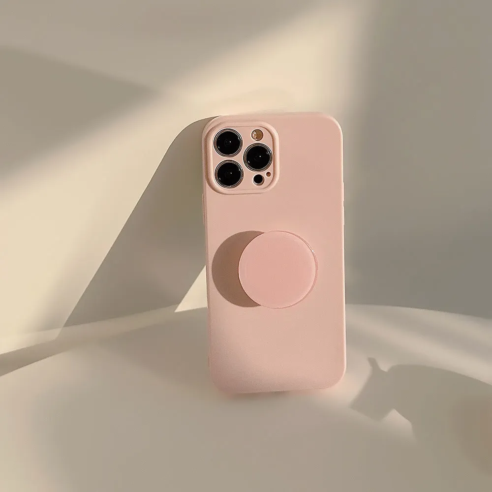 Solid colour TPU bracket phone case for Apple iPhone, soft shell with stand holder, multiple colour options