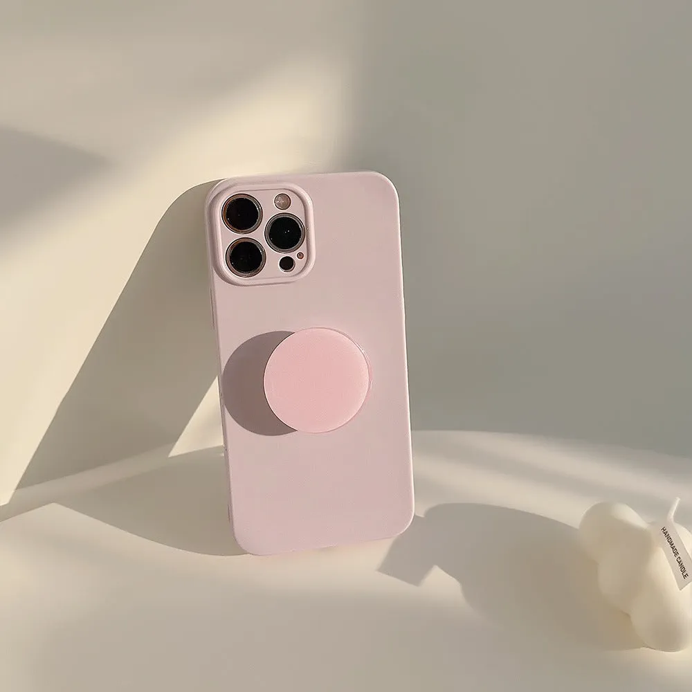 Solid colour TPU bracket phone case for Apple iPhone, soft shell with stand holder, multiple colour options