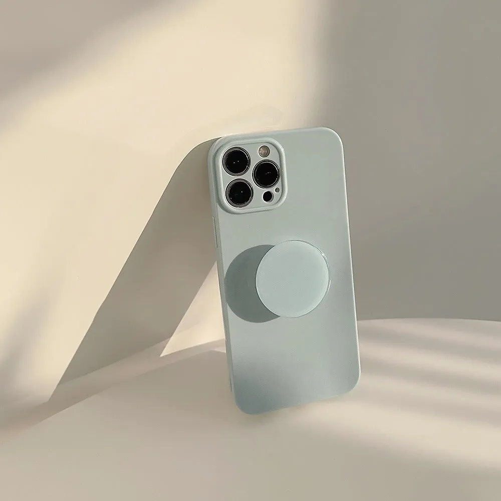 Solid colour TPU bracket phone case for Apple iPhone, soft shell with stand holder, multiple colour options