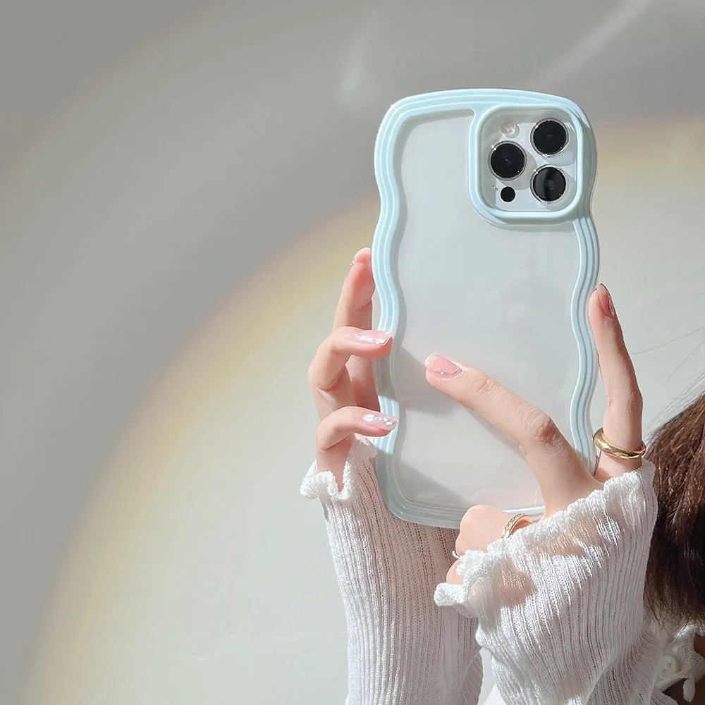 Wave border solid colour TPU phone case for iPhone in purple, flexible protective cover
