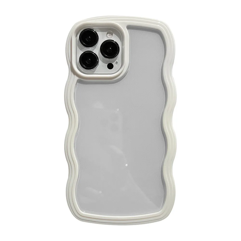 Wave border solid colour TPU phone case for iPhone in purple, flexible protective cover