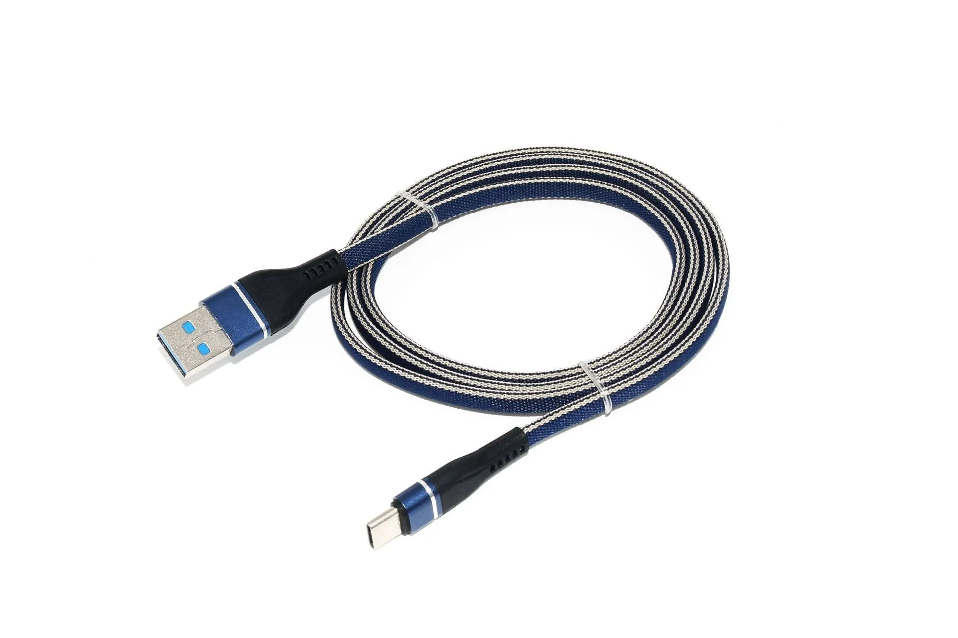 Blue denim braided Type-C data cable 1m with copper wire cores for fast charging