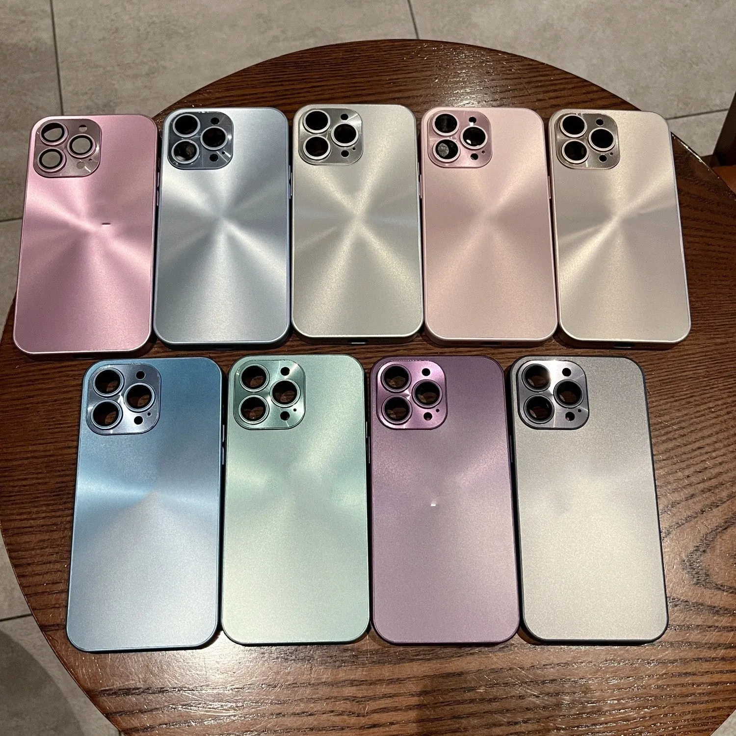PC frosted all-inclusive phone case with lens protector for Apple iPhone 15 in champagne gold