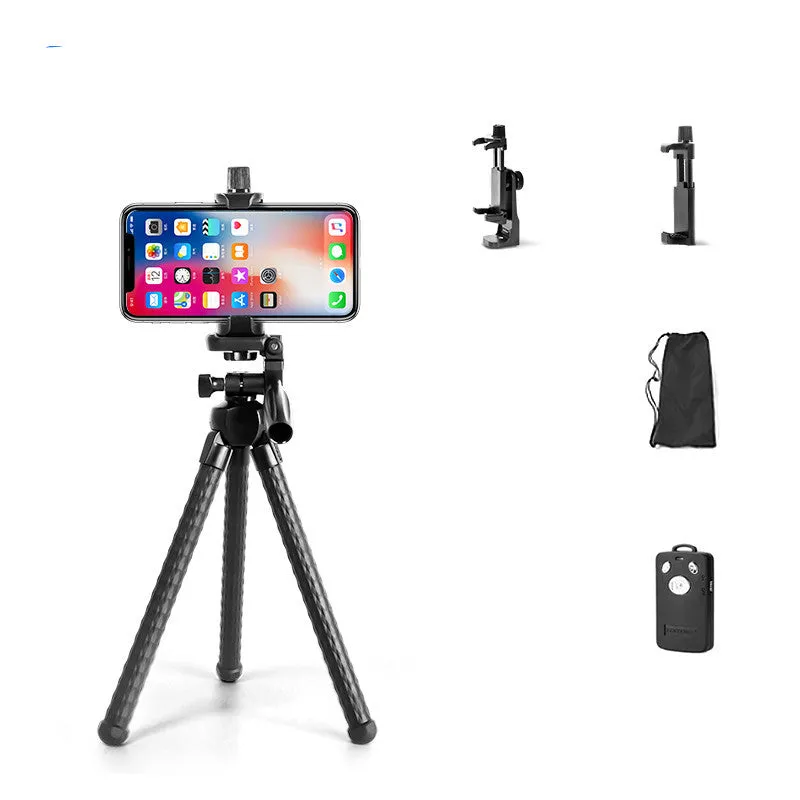 VCT-3280 octopus tripod with large mobile phone holder showing bendable rubber legs