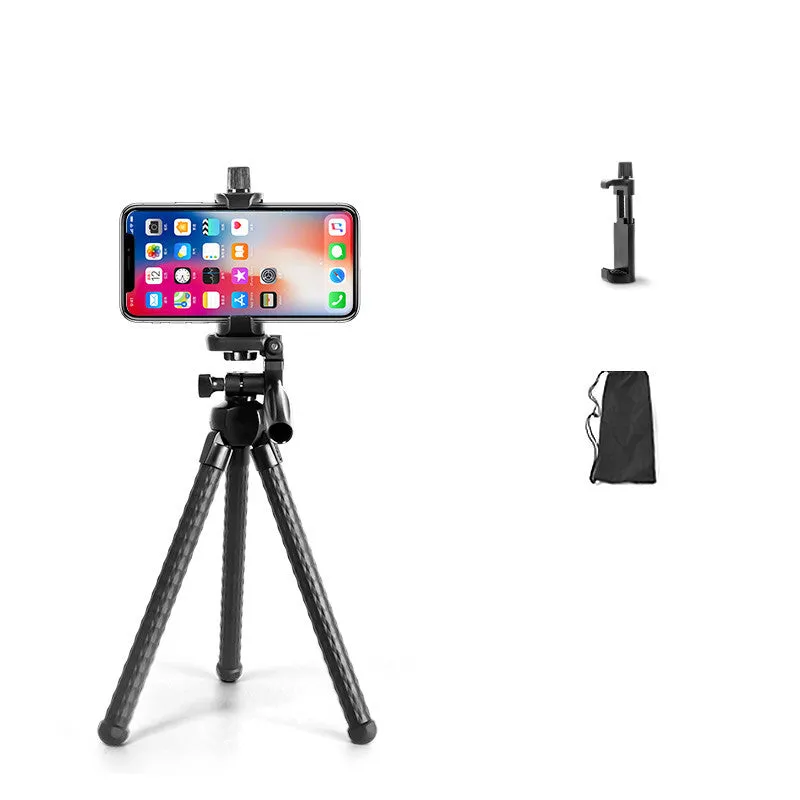 VCT-3280 octopus tripod with large mobile phone holder showing bendable rubber legs