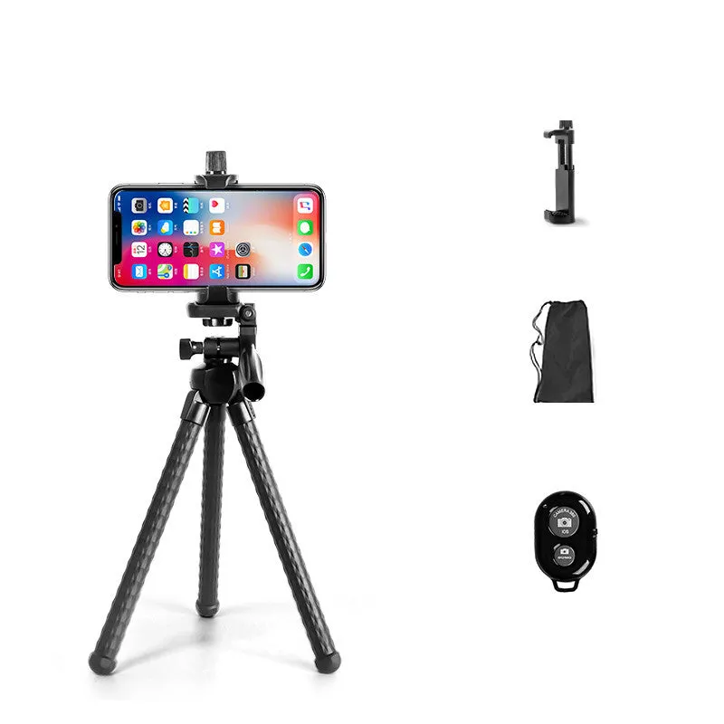 VCT-3280 octopus tripod with large mobile phone holder showing bendable rubber legs