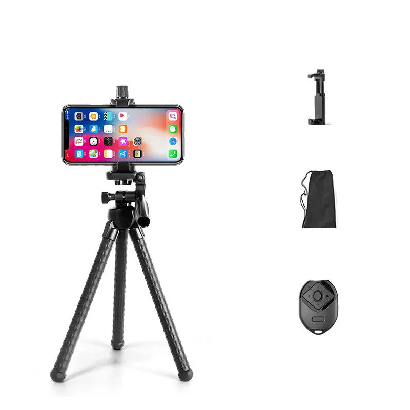 VCT-3280 octopus tripod with large mobile phone holder showing bendable rubber legs