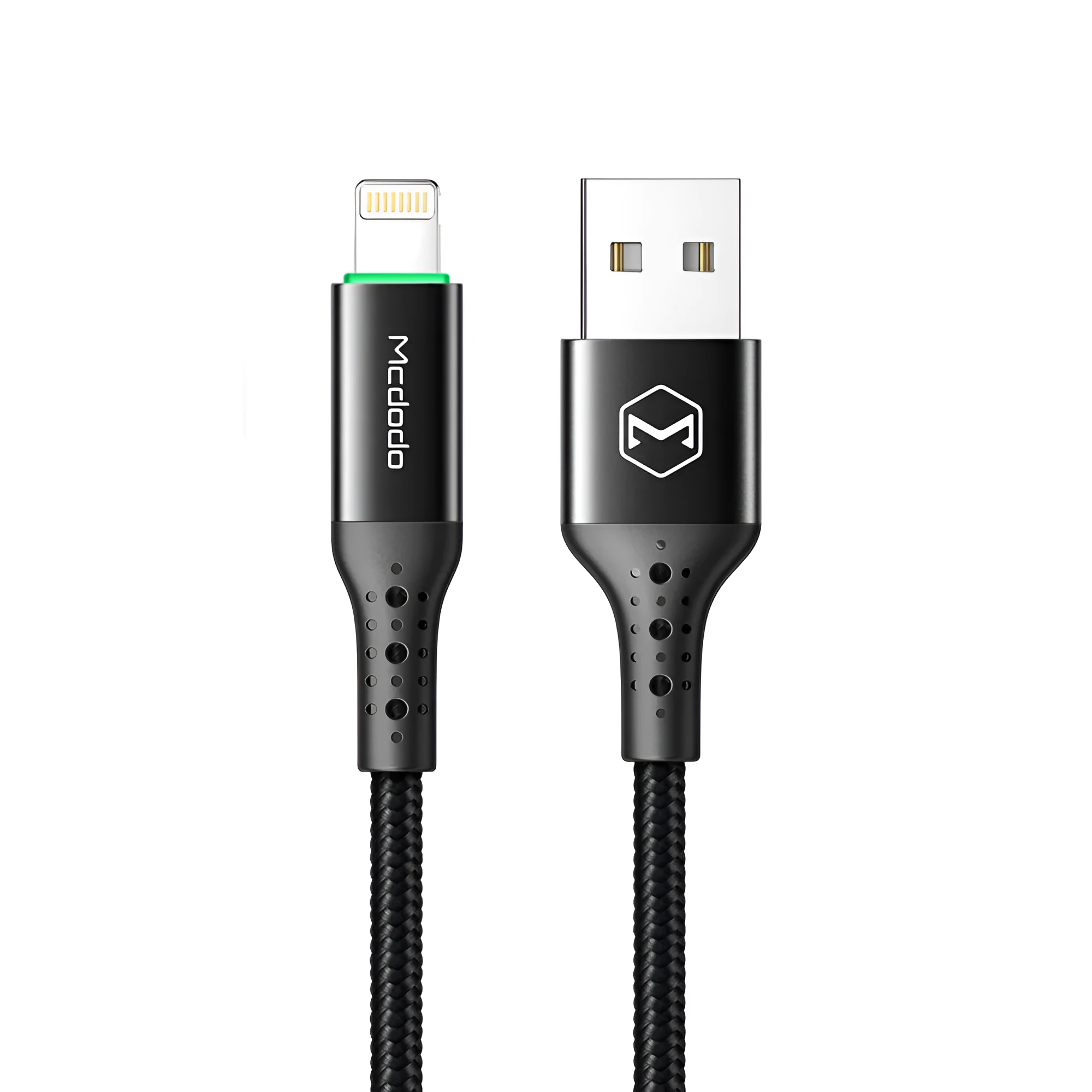 Black intelligent power-off data cable for Apple, single-head USB, 1.2m length