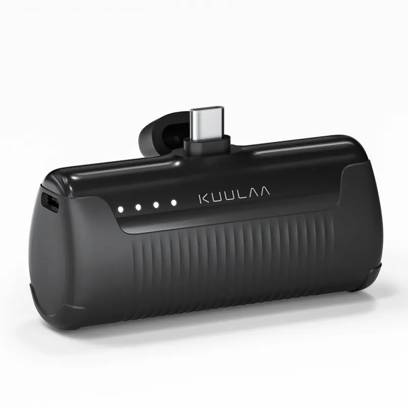 Mini capsule power bank with 4500mAh capacity black Type-C connector plastic shell