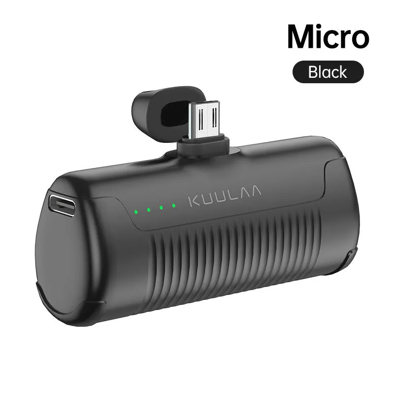 Mini capsule power bank with 4500mAh capacity black Type-C connector plastic shell