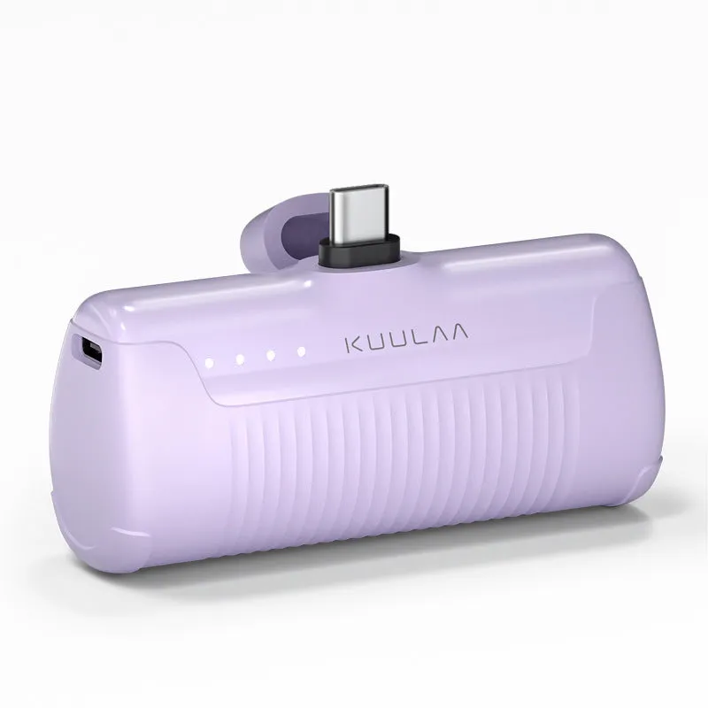 Mini capsule power bank with 4500mAh capacity black Type-C connector plastic shell