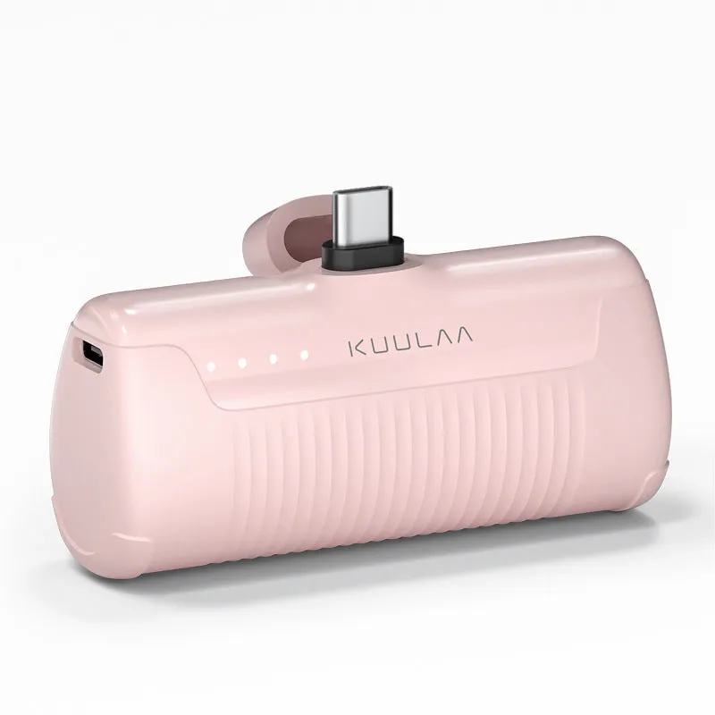 Mini capsule power bank with 4500mAh capacity black Type-C connector plastic shell