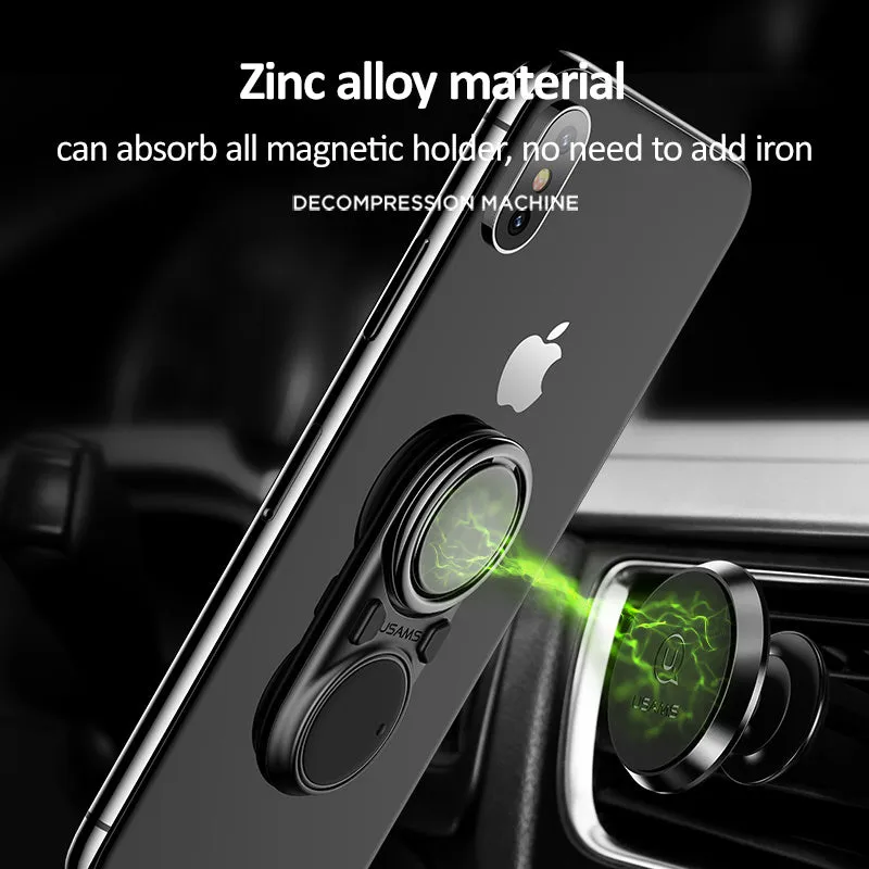 Multifunctional rotating mobile phone holder on a desk showing 360-degree swivel, adjustable angle, in Black colour