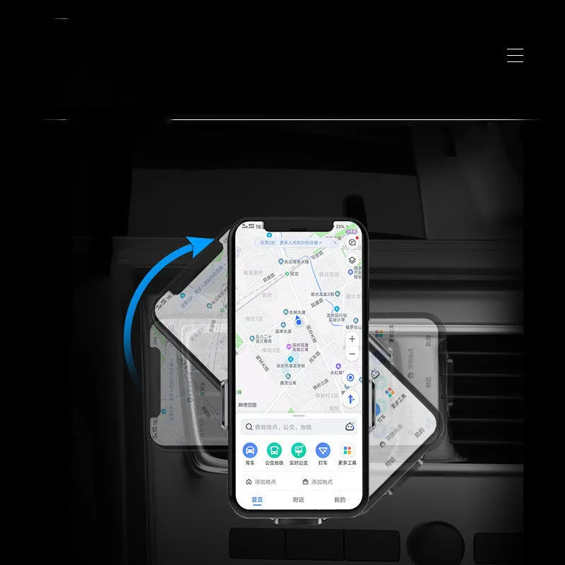 Car wireless charging mobile phone holder Magic Clip A7 in black frame on dashboard