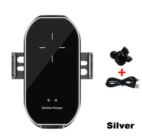 Car wireless charging mobile phone holder Magic Clip A7 in black frame on dashboard
