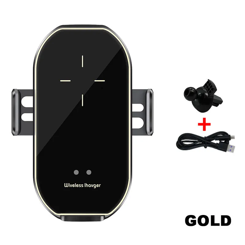 Car wireless charging mobile phone holder Magic Clip A7 in black frame on dashboard