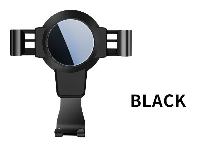 Black S4 gravity mirror ABS mobile phone bracket mounted on car air conditioning vent holding smartphone