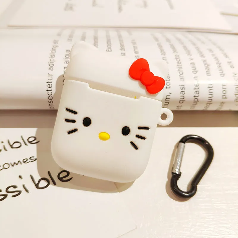 Silicone protective case for AirPods 1/2 with anti-fall cartoon animal design, Pink Butterfly Pig style