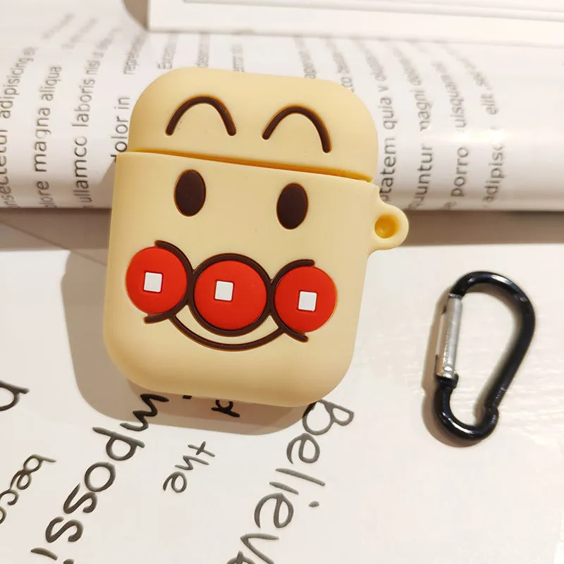Silicone protective case for AirPods 1/2 with anti-fall cartoon animal design, Pink Butterfly Pig style