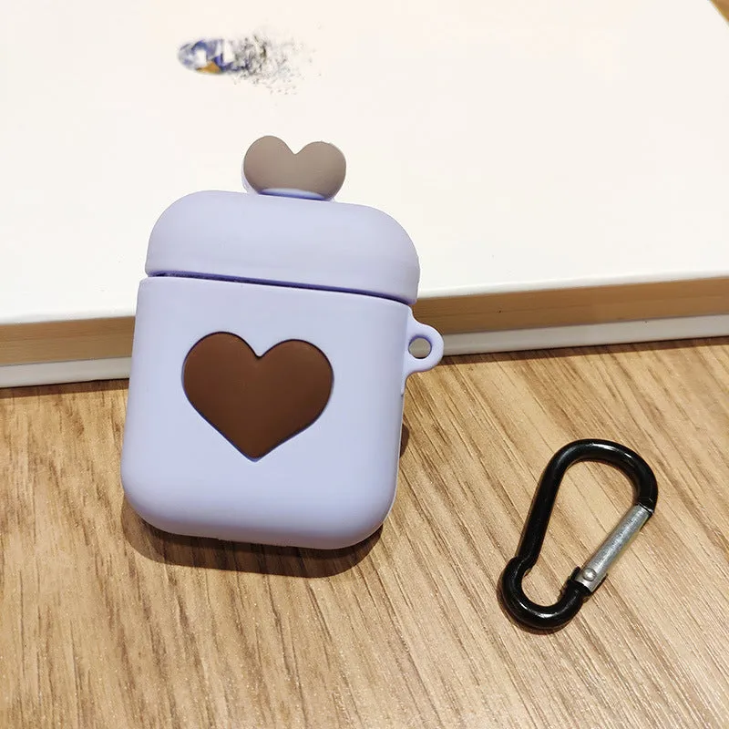 Silicone protective case for AirPods 1/2 with anti-fall cartoon animal design, Pink Butterfly Pig style