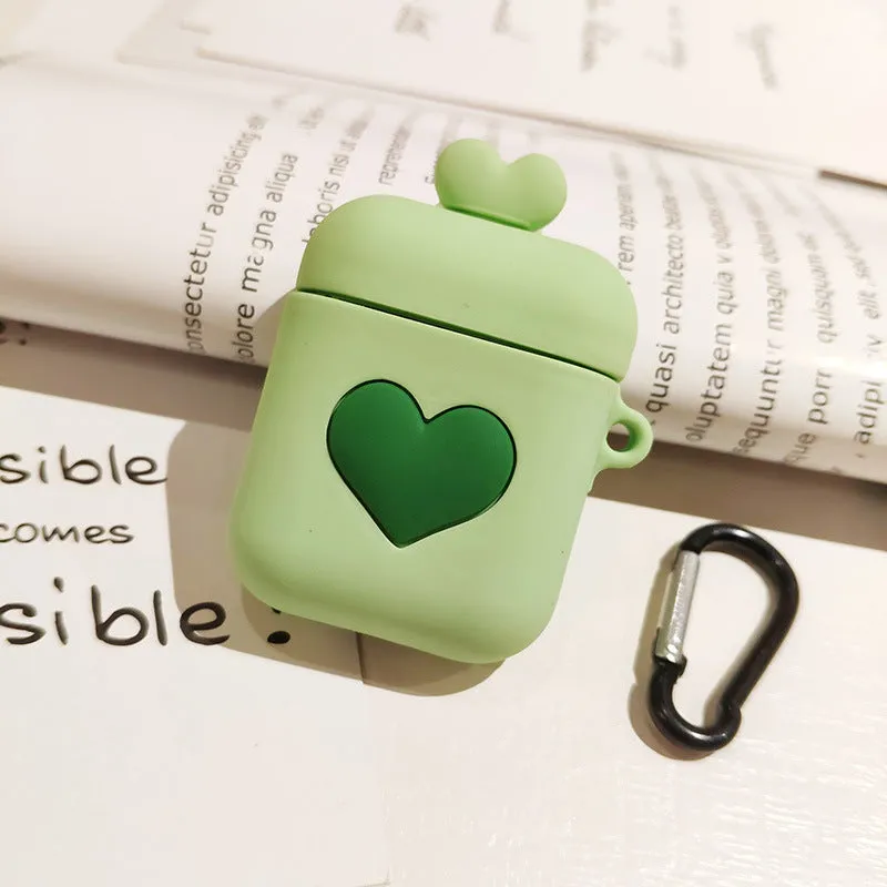 Silicone protective case for AirPods 1/2 with anti-fall cartoon animal design, Pink Butterfly Pig style