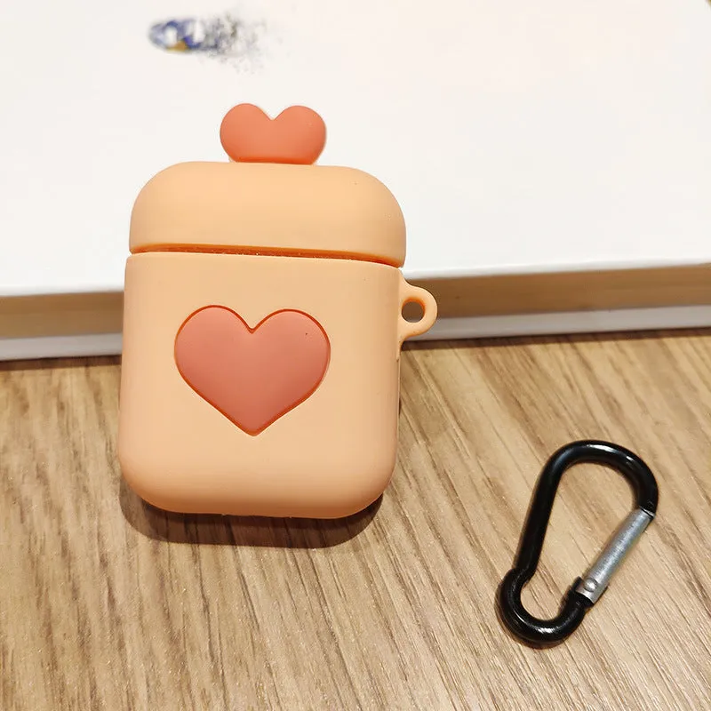 Silicone protective case for AirPods 1/2 with anti-fall cartoon animal design, Pink Butterfly Pig style