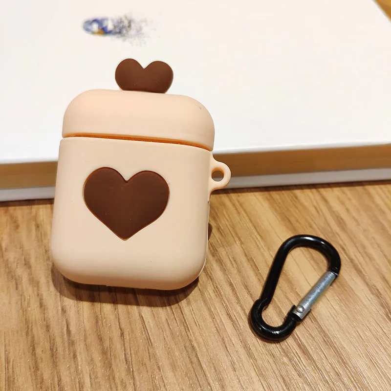 Silicone protective case for AirPods 1/2 with anti-fall cartoon animal design, Pink Butterfly Pig style