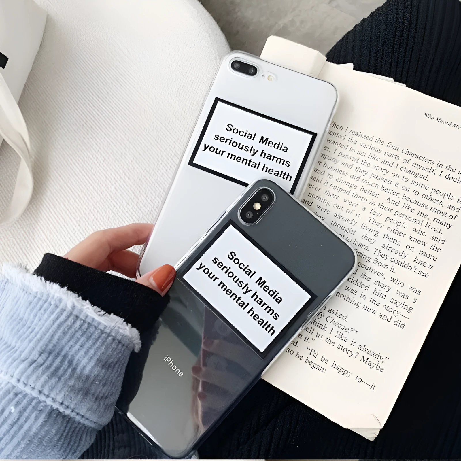 White TPU letter couple phone case for iPhone back cover