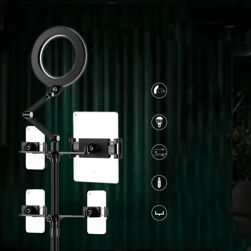 Mobile phone live broadcast desktop multi-camera stand with alloy frame and LP-4p style