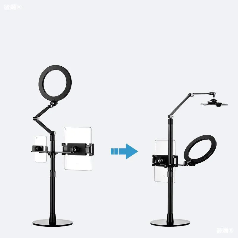 Mobile phone live broadcast desktop multi-camera stand with alloy frame and LP-4p style