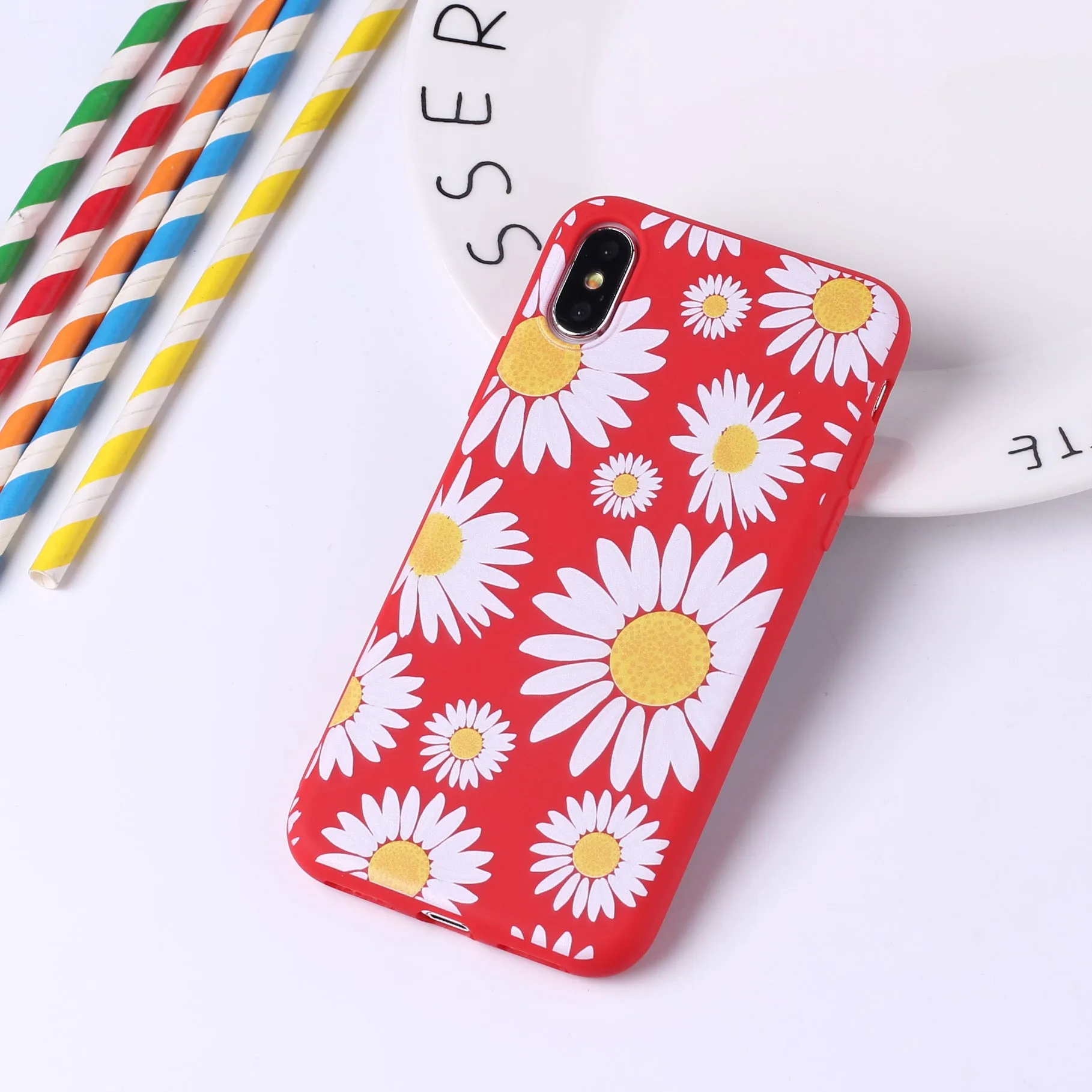 Sunflower phone case TPU back cover with painted cartoon animal design for iPhone and Samsung