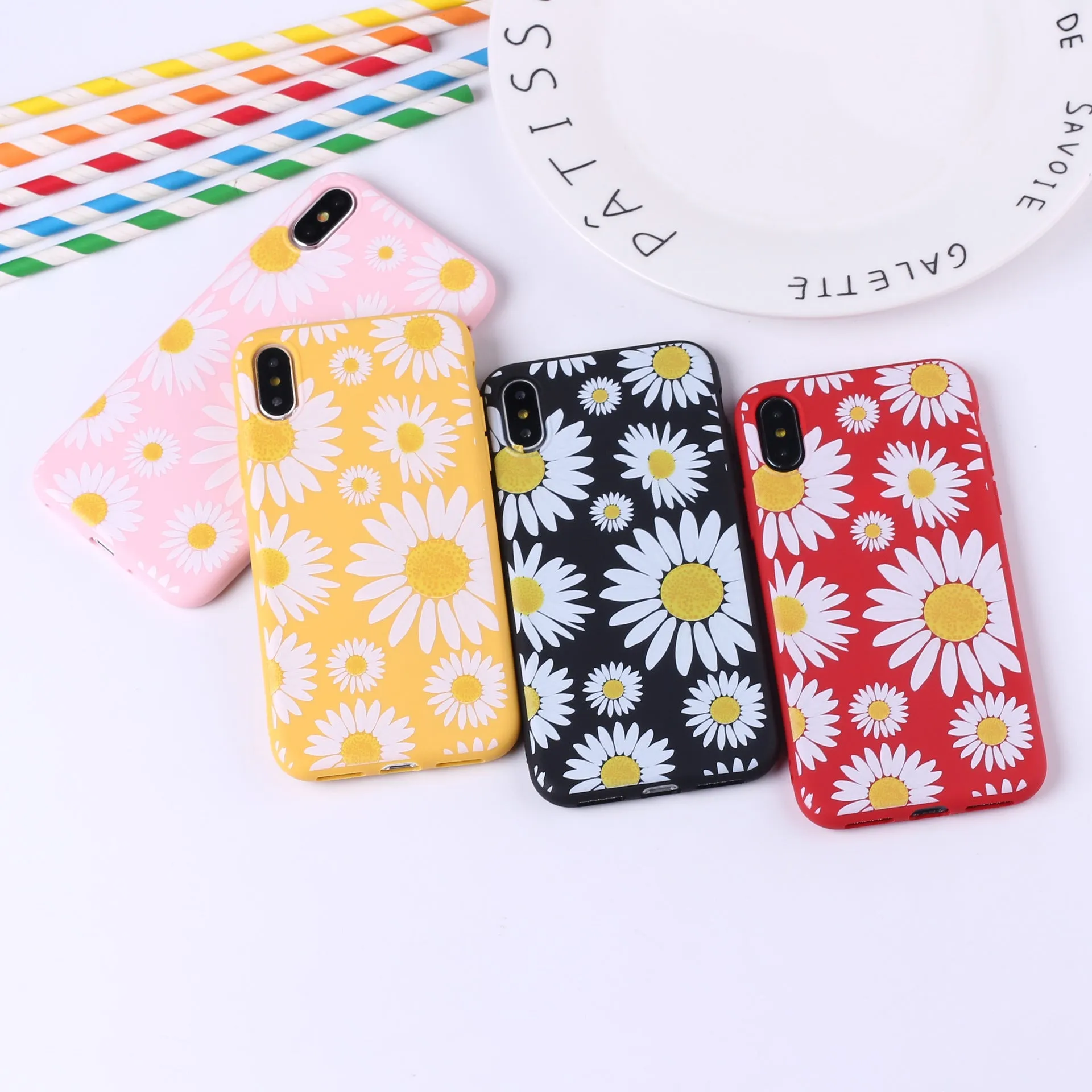 Sunflower phone case TPU back cover with painted cartoon animal design for iPhone and Samsung