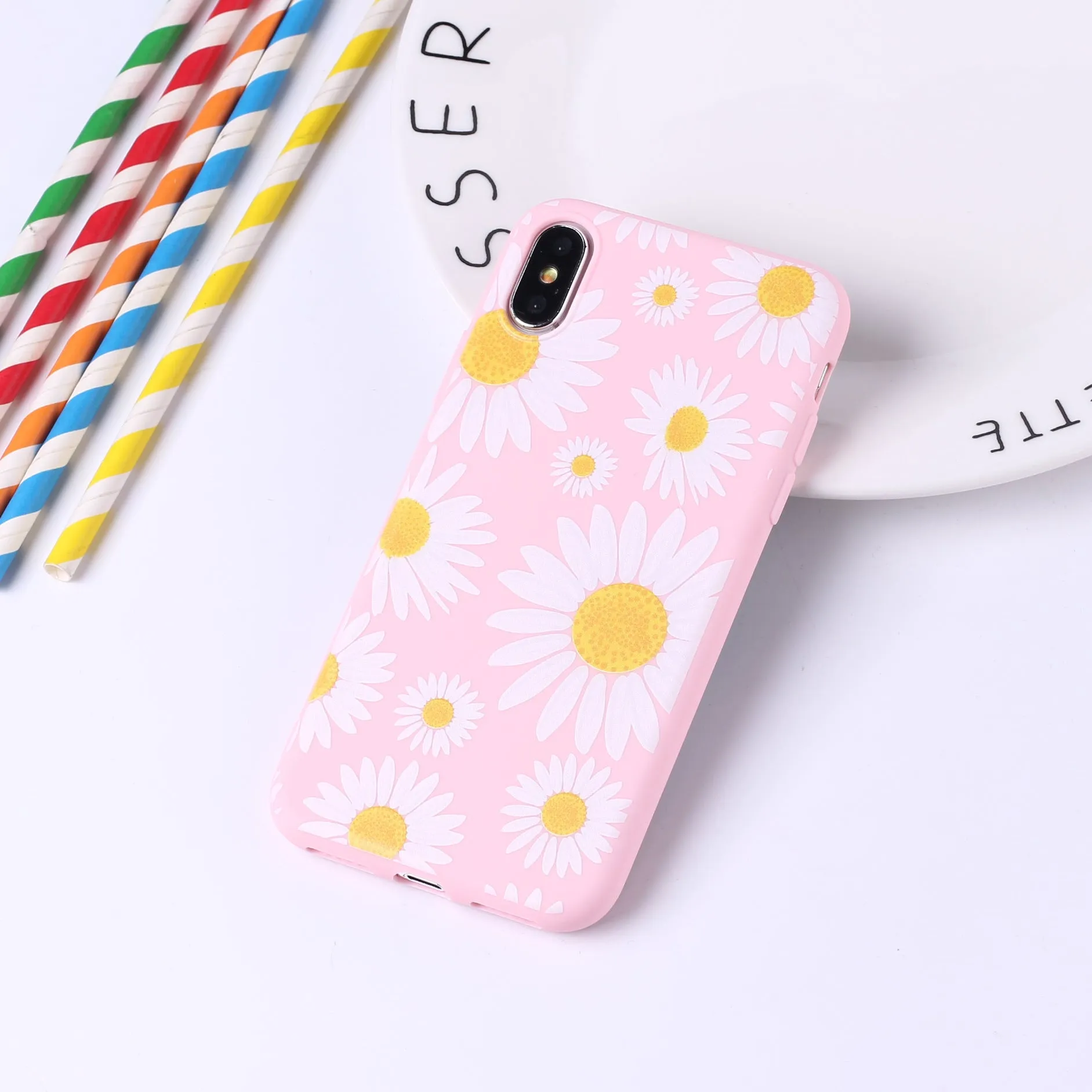 Sunflower phone case TPU back cover with painted cartoon animal design for iPhone and Samsung