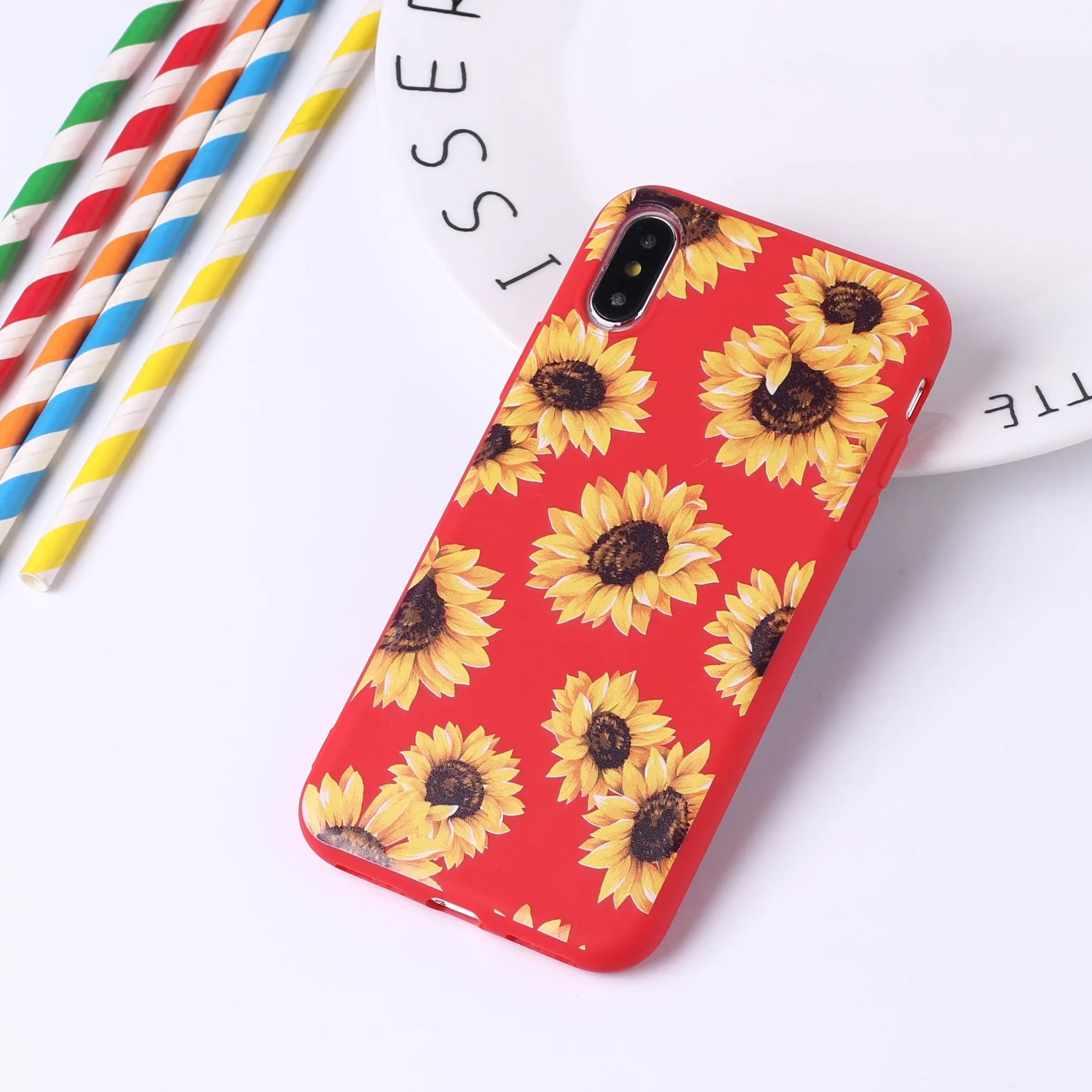 Sunflower phone case TPU back cover with painted cartoon animal design for iPhone and Samsung