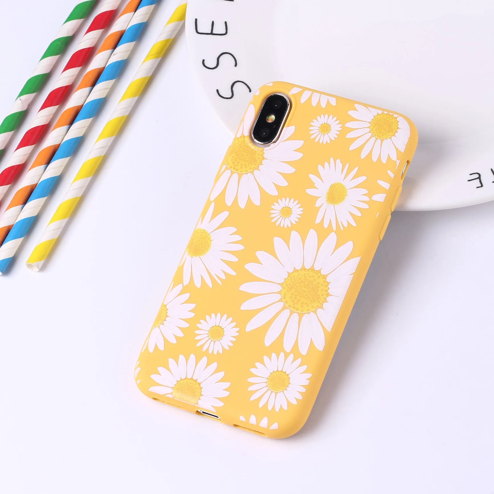 Sunflower phone case TPU back cover with painted cartoon animal design for iPhone and Samsung