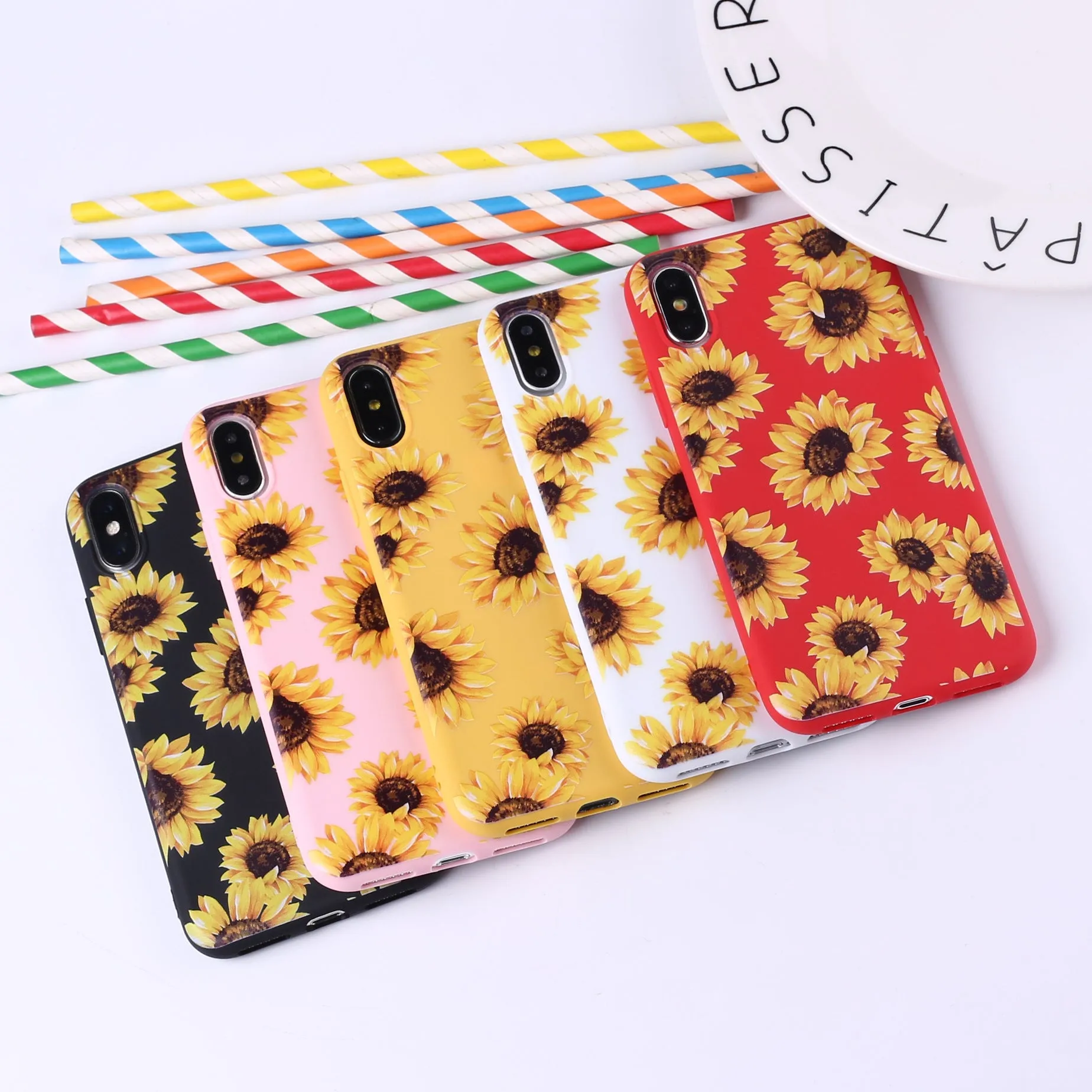 Sunflower phone case TPU back cover with painted cartoon animal design for iPhone and Samsung