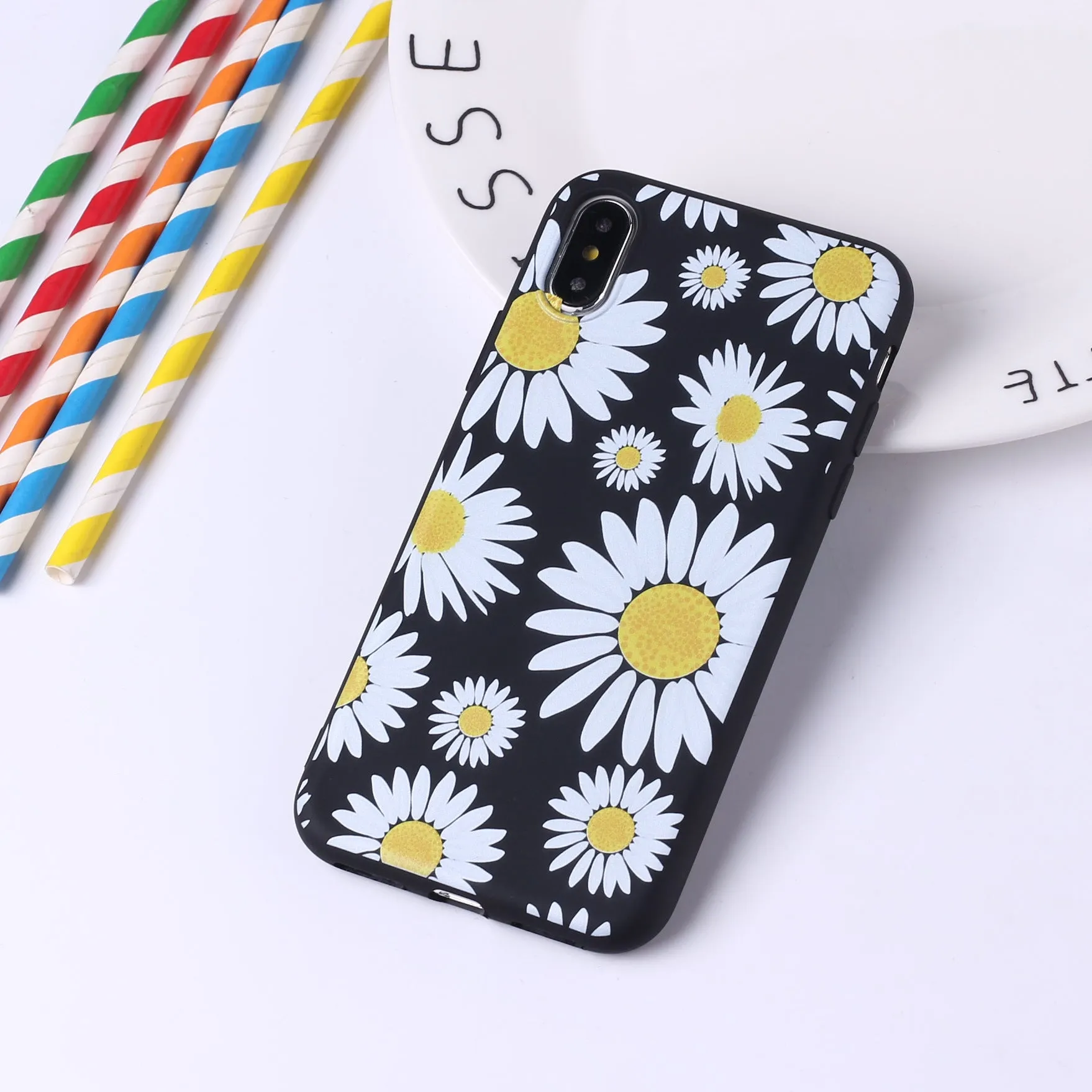 Sunflower phone case TPU back cover with painted cartoon animal design for iPhone and Samsung