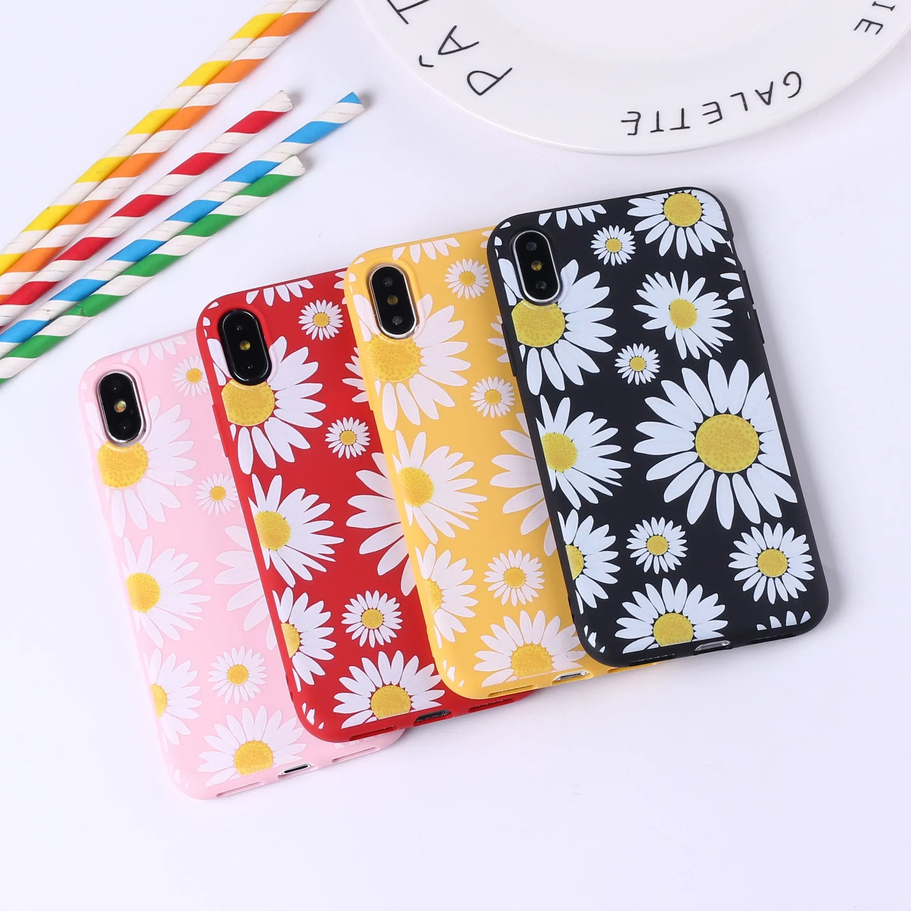 Sunflower phone case TPU back cover with painted cartoon animal design for iPhone and Samsung