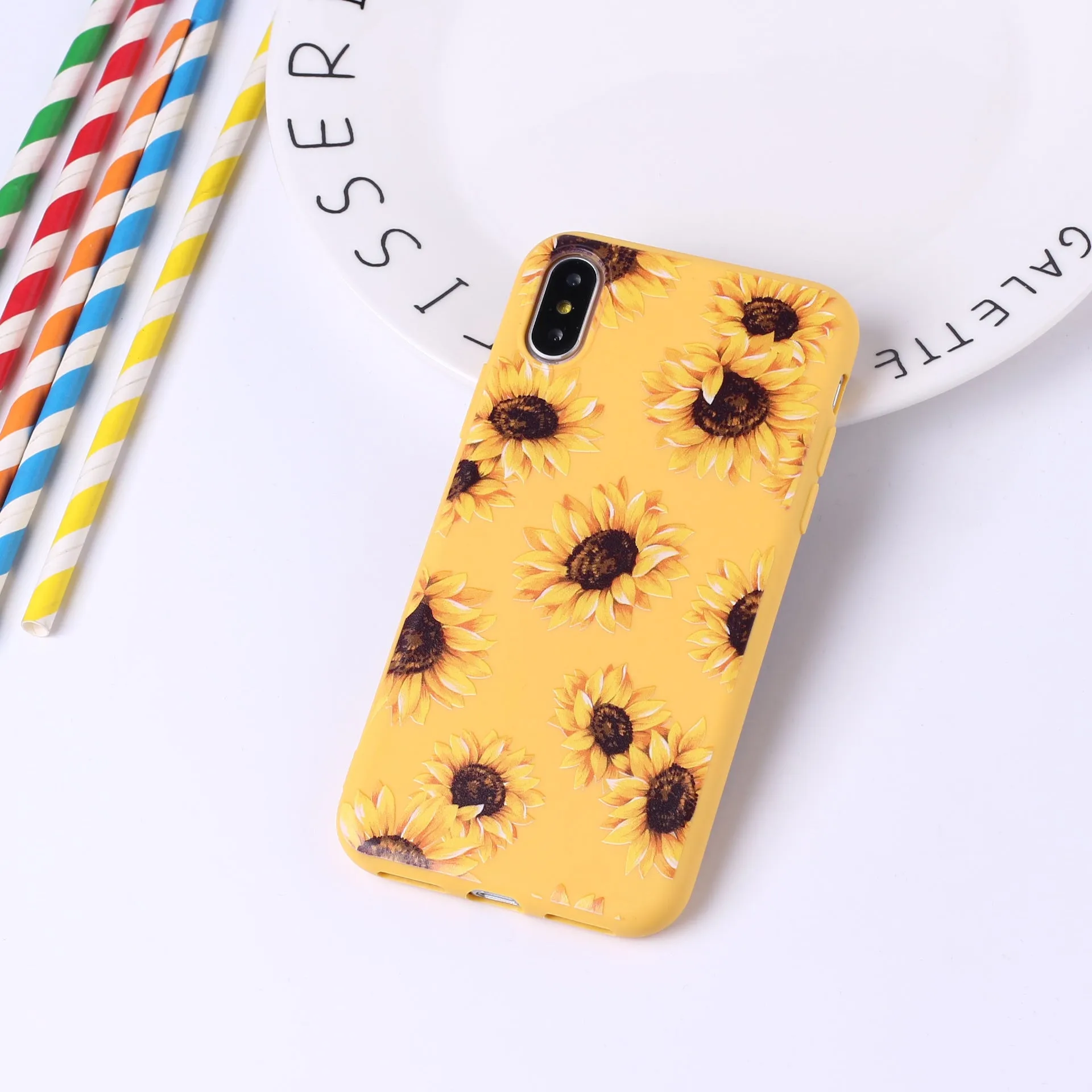 Sunflower phone case TPU back cover with painted cartoon animal design for iPhone and Samsung