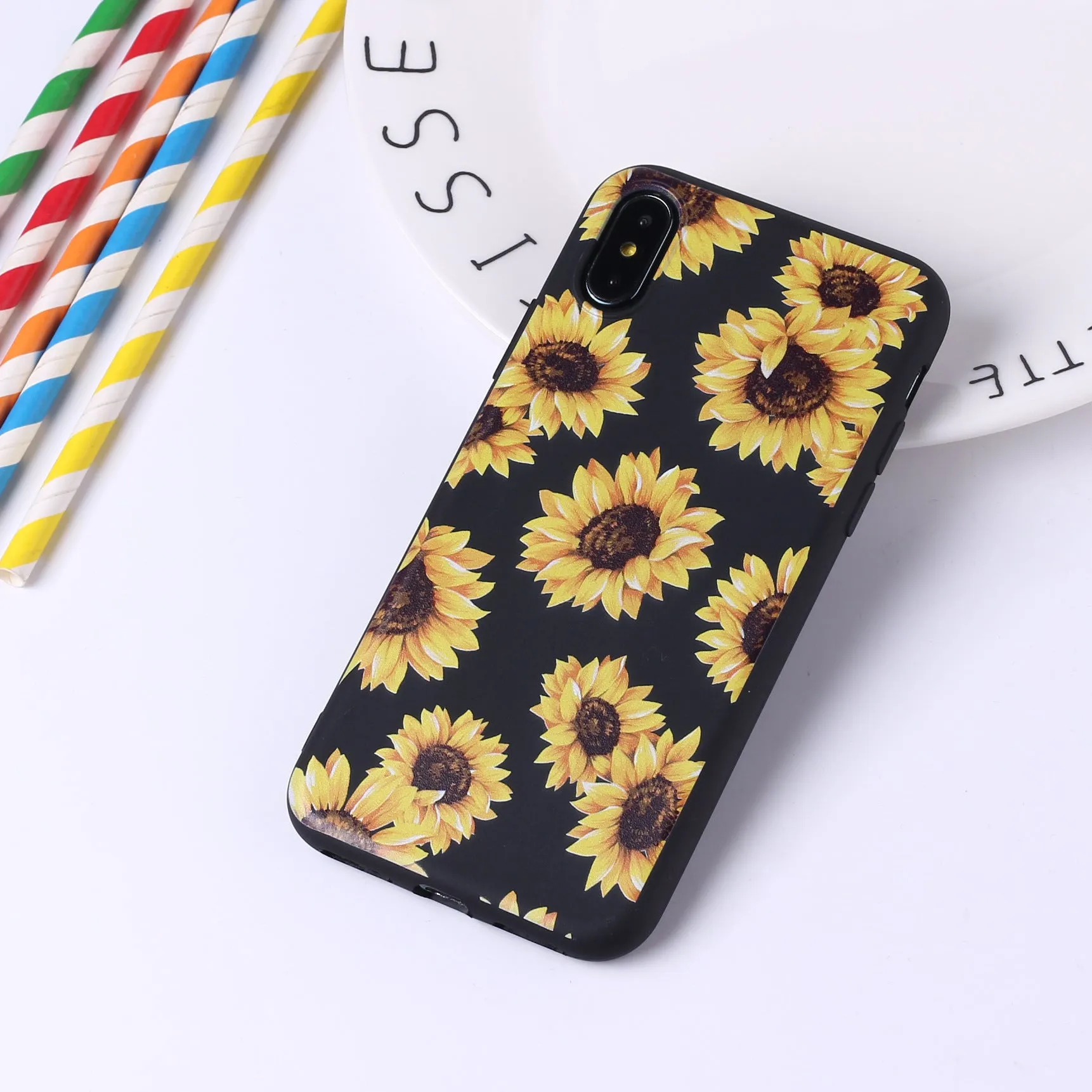 Sunflower phone case TPU back cover with painted cartoon animal design for iPhone and Samsung