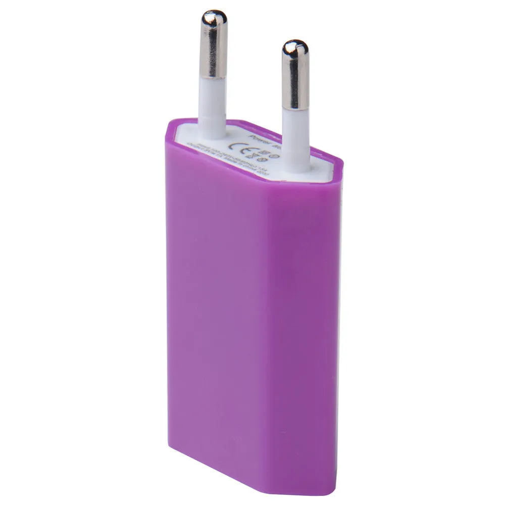 With Core brand European standard single port USB mobile phone charger flat plug white colour