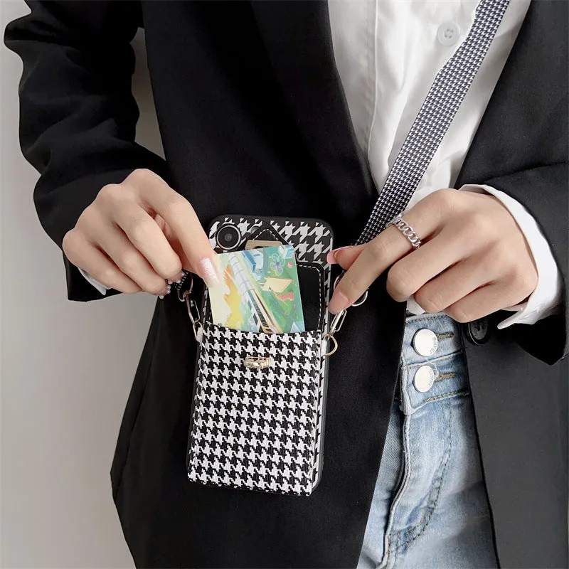 Cross-body lanyard phone case in black TPU for iPhone with detachable strap