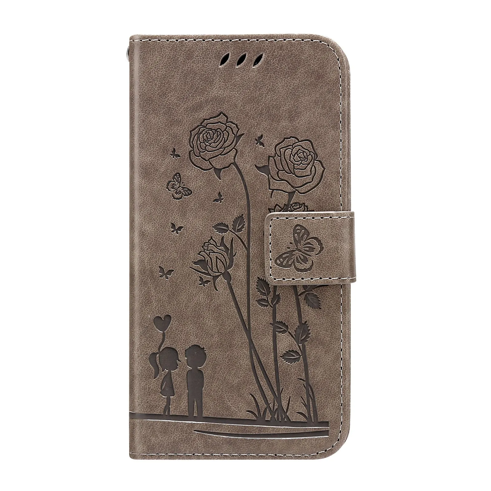 Flip mobile phone protection leather cover for Samsung S22 in gray with PU TPU construction