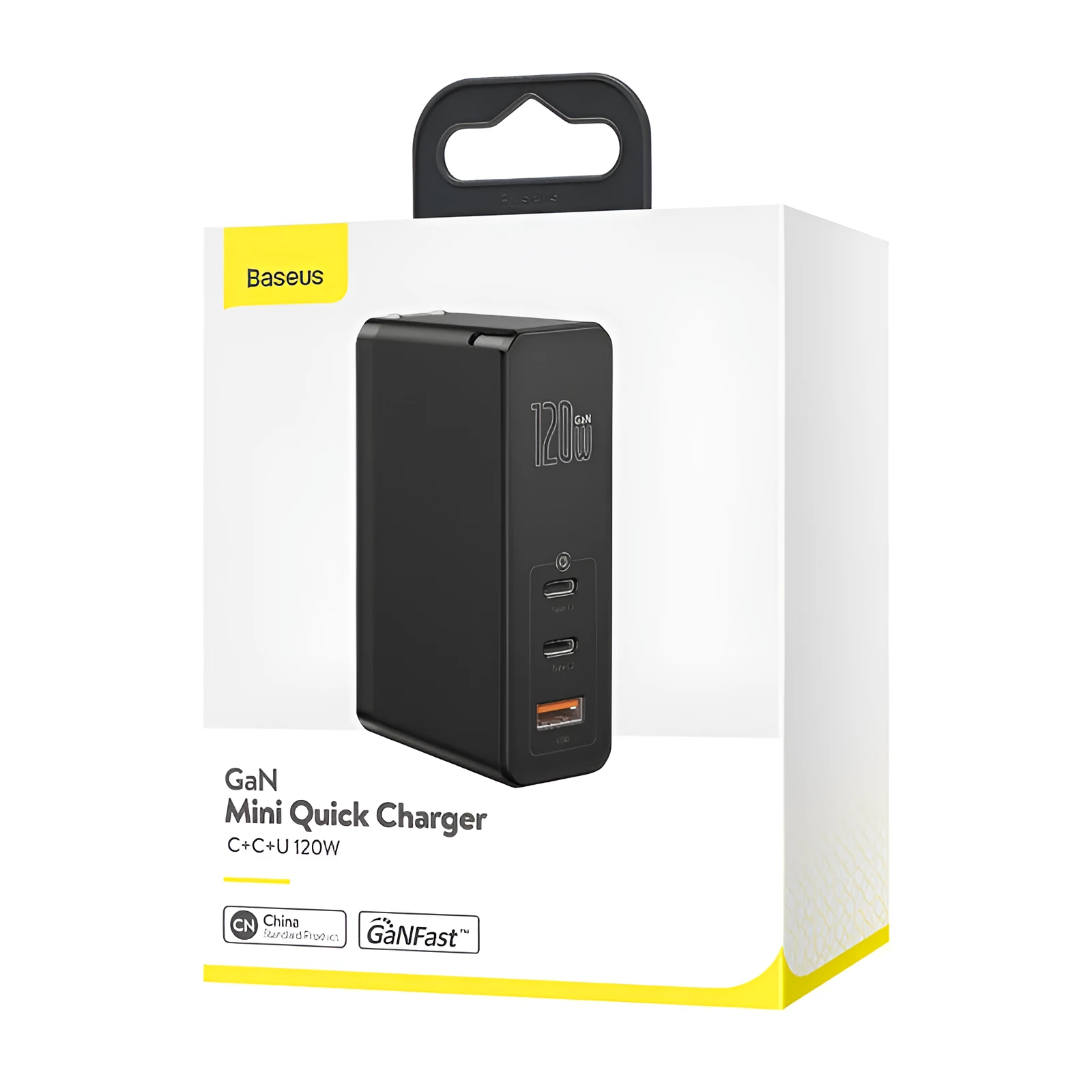 Baseus GaN Gallium Nitride Mini Fast Charger with European plug in black with indicator light