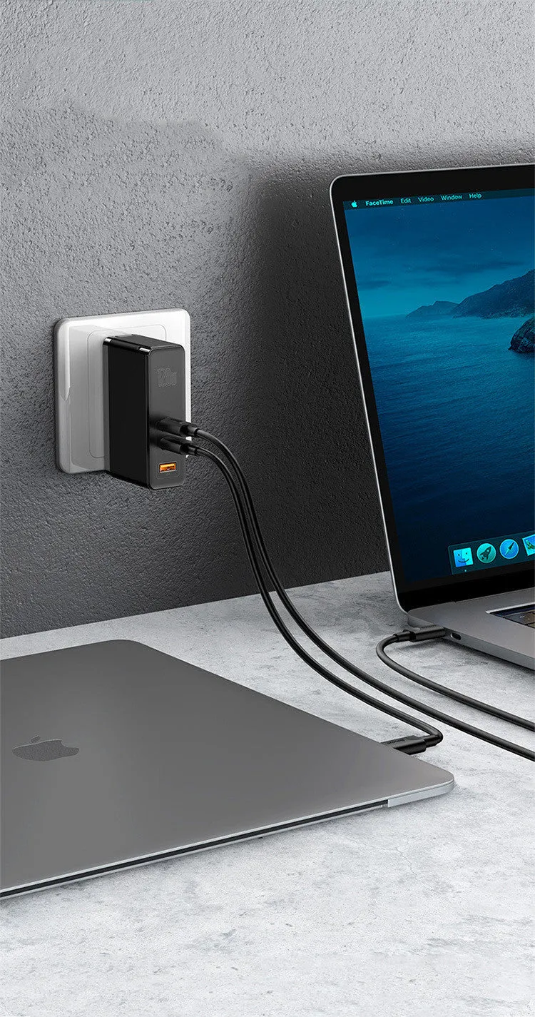 Baseus GaN Gallium Nitride Mini Fast Charger with European plug in black with indicator light