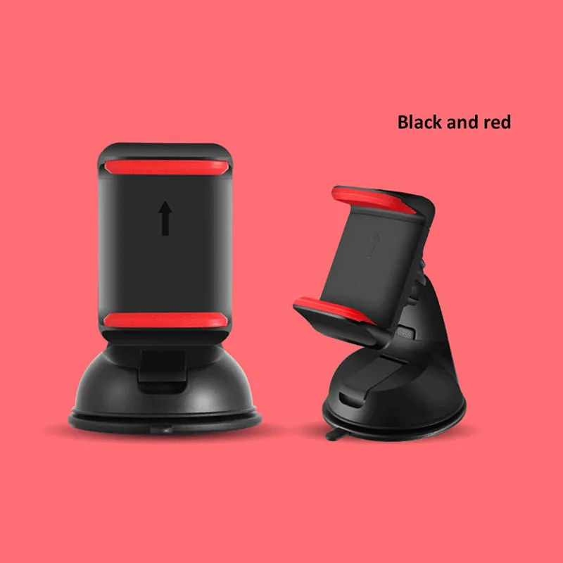 Car mobile phone bracket with multifunctional suction cup in black for dashboard mounting