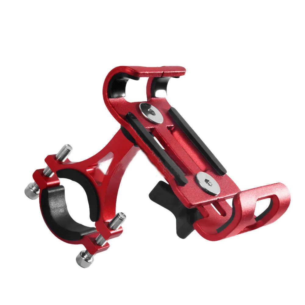 Bicycle aluminum alloy phone holder mounted on handlebar, 360 rotatable, fits 3.5-6.5 inch phone