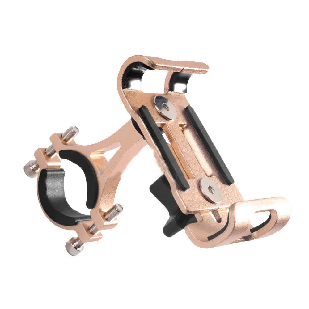 Bicycle aluminum alloy phone holder mounted on handlebar, 360 rotatable, fits 3.5-6.5 inch phone